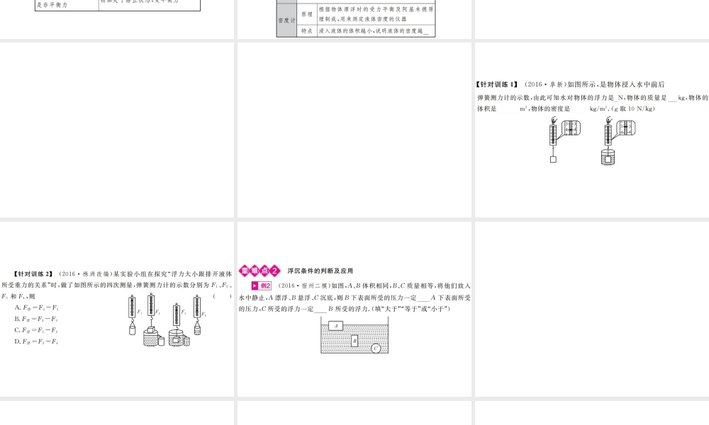 安徽省中考物理总复习 第10讲 浮力课件-人教版初中九年级全册物理课件