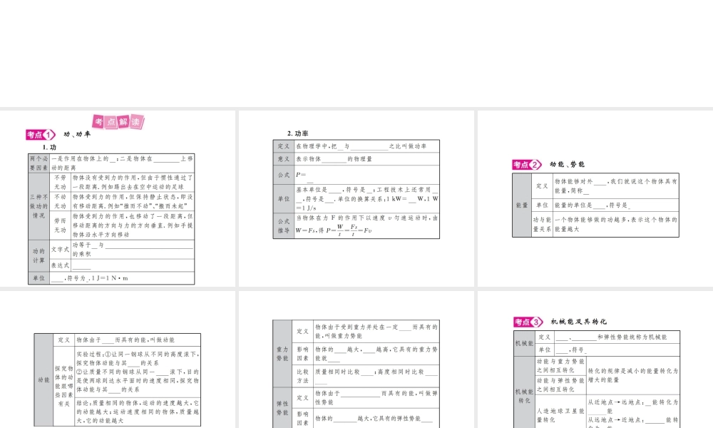 安徽省中考物理总复习 第11讲 功和机械能课件-人教版初中九年级全册物理课件