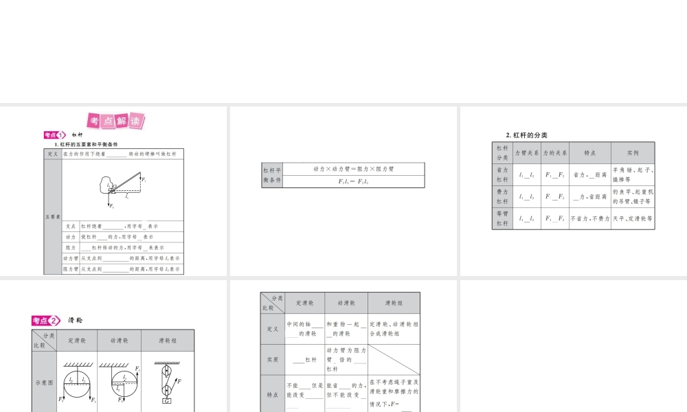 安徽省中考物理总复习 第12讲 简单机械课件-人教版初中九年级全册物理课件