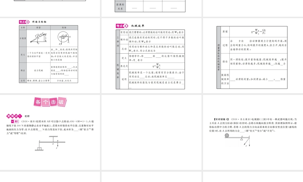安徽省中考物理总复习 第12讲 简单机械课件-人教版初中九年级全册物理课件