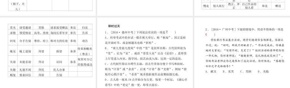 （临沂专版）中考语文 第一部分 系统复习 成绩基石 九上 传统文化课件-人教版初中九年级全册语文课件