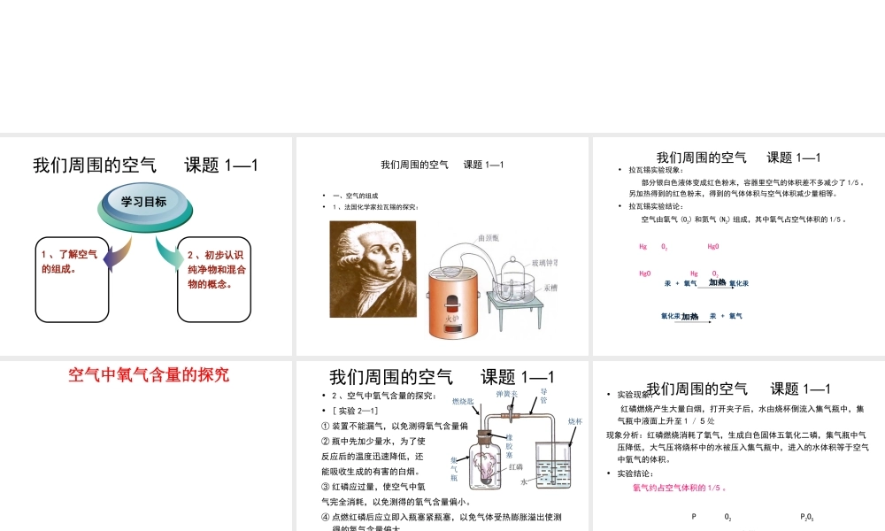 安徽省合肥市肥西县刘河乡九年级化学上册 2.1 空气课件1 （新版）新人教版-（新版）新人教版初中九年级上册化学课件
