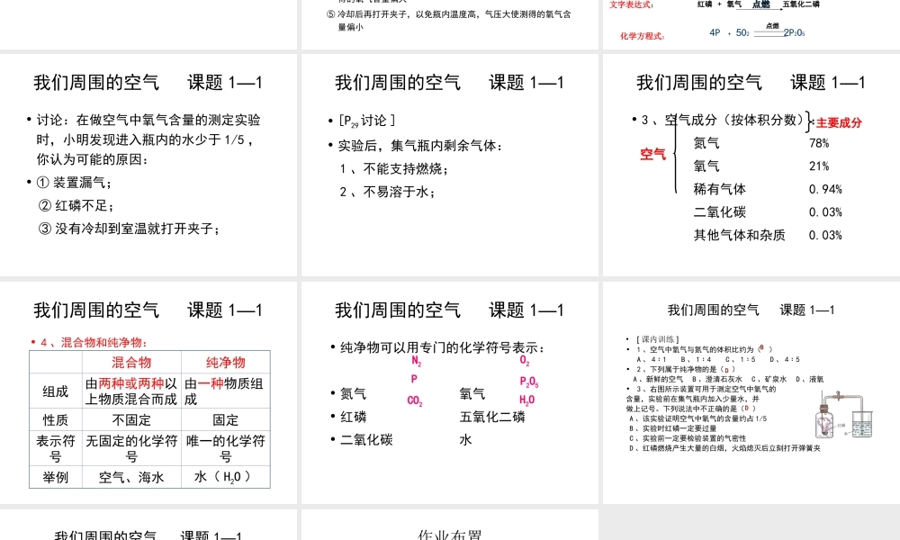 安徽省合肥市肥西县刘河乡九年级化学上册 2.1 空气课件1 （新版）新人教版-（新版）新人教版初中九年级上册化学课件