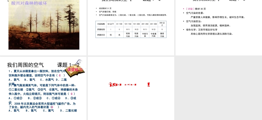 安徽省合肥市肥西县刘河乡九年级化学上册 2.1 空气课件2 （新版）新人教版-（新版）新人教版初中九年级上册化学课件