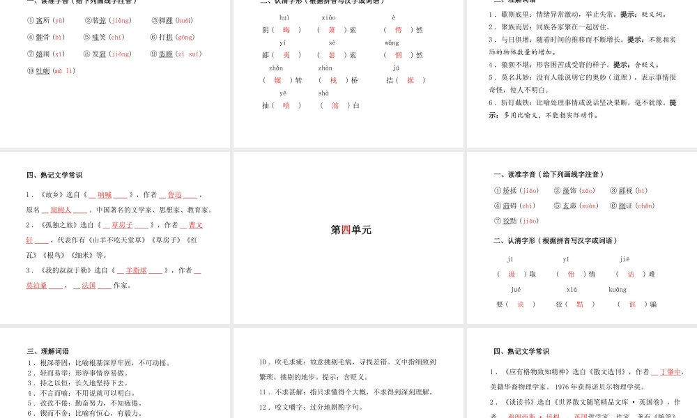 （临沂专版）中考语文 第一部分 系统复习 成绩基石 九上 现代文课件-人教版初中九年级全册语文课件