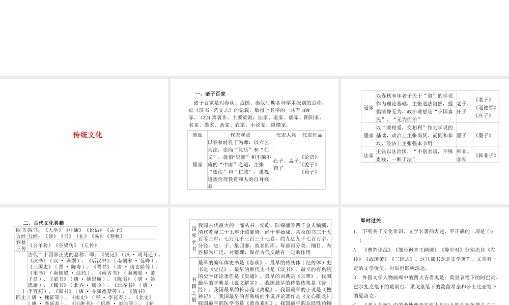 （临沂专版）中考语文 第一部分 系统复习 成绩基石 九下 传统文化课件-人教版初中九年级全册语文课件