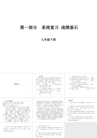 （临沂专版）中考语文 第一部分 系统复习 成绩基石 九下 传统文化课件-人教版初中九年级全册语文课件