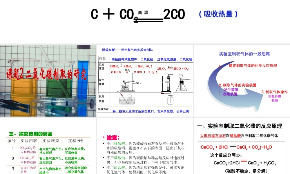 安徽省合肥市肥西县刘河乡九年级化学上册 6.2 二氧化碳制取的研究课件 （新版）新人教版-（新版）新人教版初中九年级上册化学课件