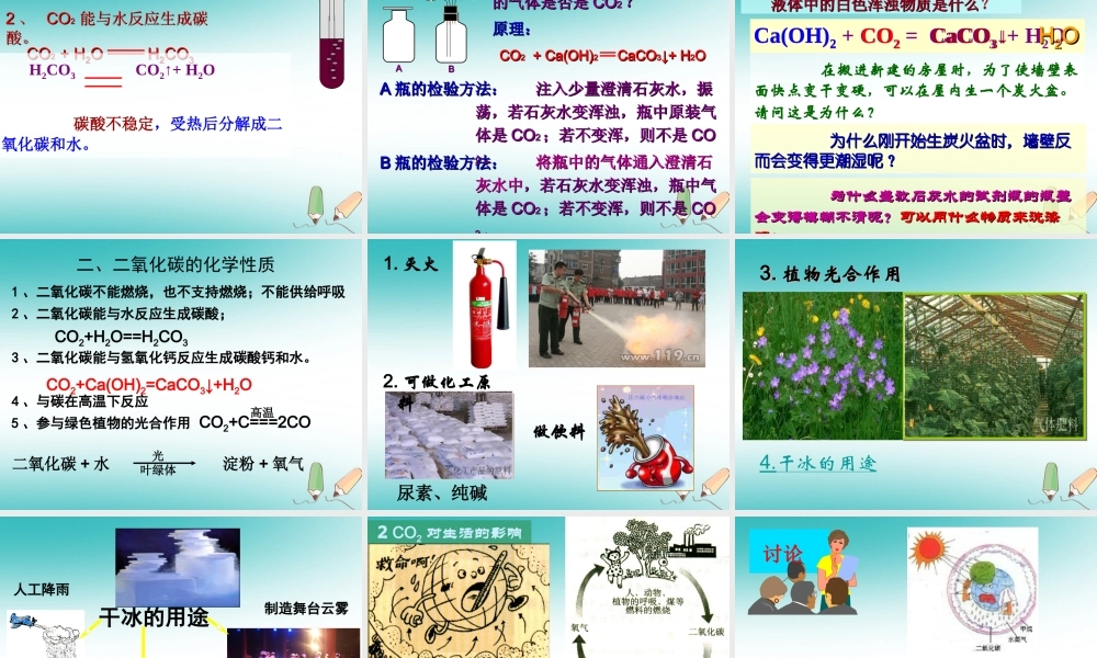 安徽省合肥市肥西县刘河乡九年级化学上册 6.3 二氧化碳与一氧化碳课件 （新版）新人教版-（新版）新人教版初中九年级上册化学课件