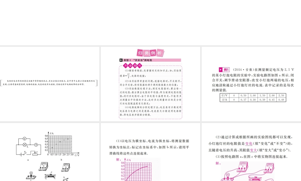 安徽省中考物理总复习 小专题（七）电阻和电功率的测量课件-人教版初中九年级全册物理课件