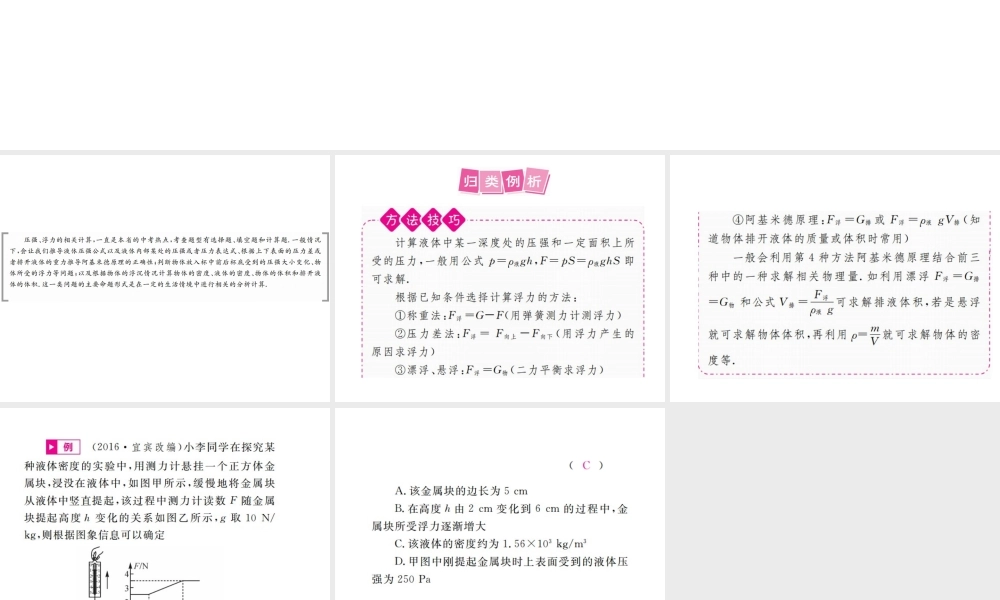安徽省中考物理总复习 小专题（三）压强、浮力的相关计算课件-人教版初中九年级全册物理课件