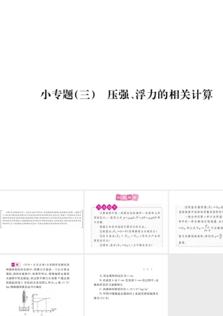 安徽省中考物理总复习 小专题（三）压强、浮力的相关计算课件-人教版初中九年级全册物理课件
