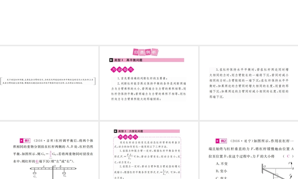 安徽省中考物理总复习 小专题（四）杠杆的动态平衡问题课件-人教版初中九年级全册物理课件