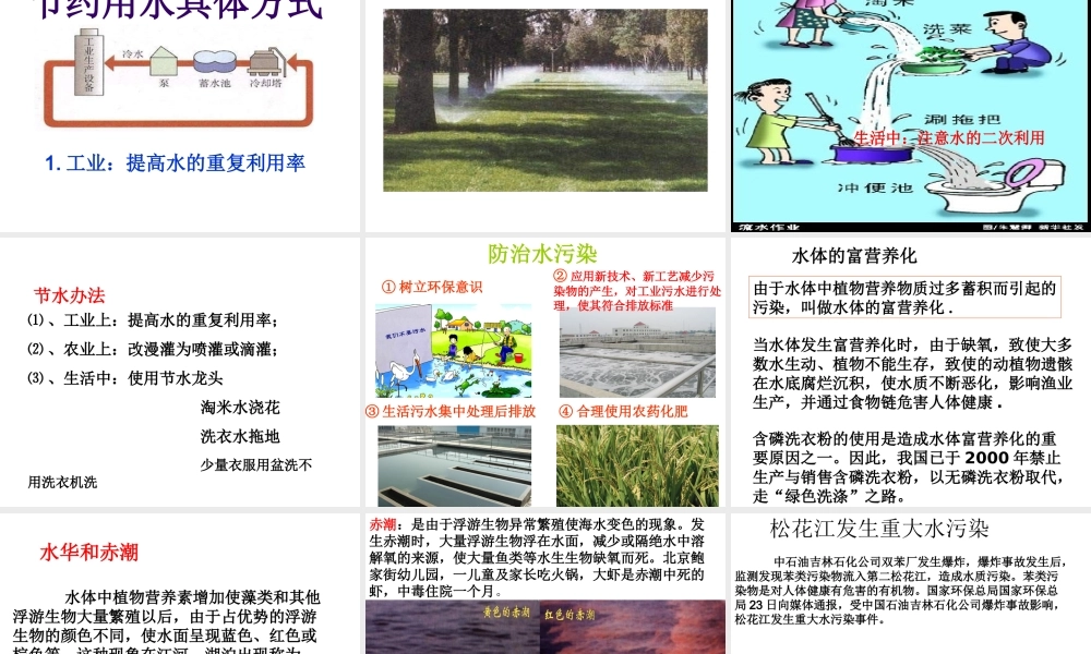 安徽省合肥市肥西县刘河乡九年级化学上册 第四单元 自然界的水 4.1 爱护水资源课件 （新版）新人教版-（新版）新人教版初中九年级上册化学课件