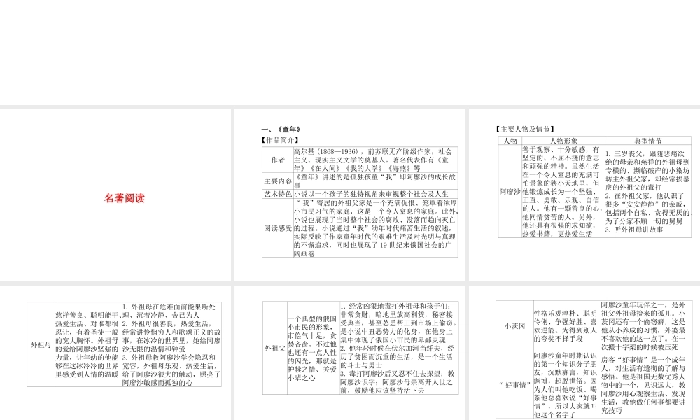 （临沂专版）中考语文 第一部分 系统复习 成绩基石 七下 名著阅读课件-人教版初中九年级全册语文课件