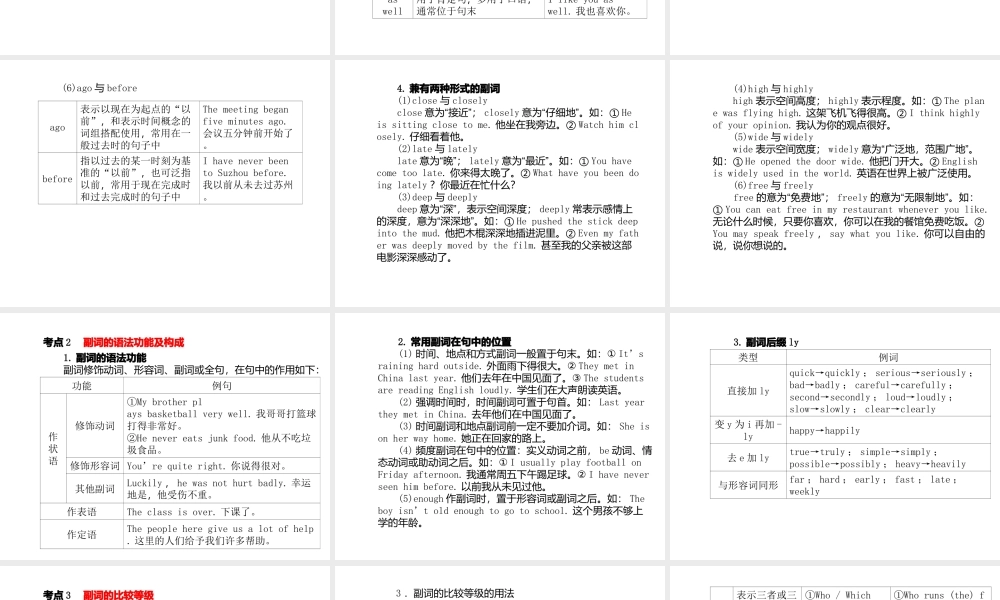 安徽省中考英语 第二部分 专题语法 高效突破 专项8 副词课件-人教版初中九年级全册英语课件