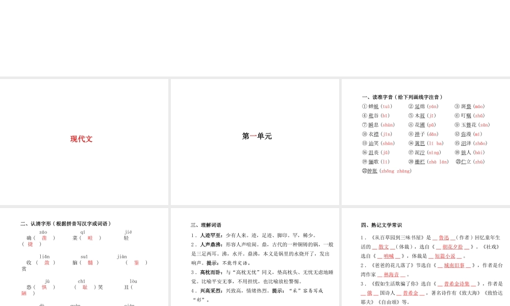 （临沂专版）中考语文 第一部分 系统复习 成绩基石 七下 现代文课件-人教版初中九年级全册语文课件