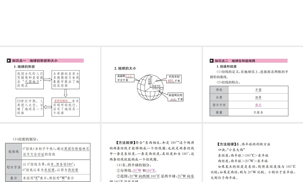 （云南专版）中考地理 第一部分 基础复习篇 七年级 第1章 地球课件-人教版初中九年级全册地理课件