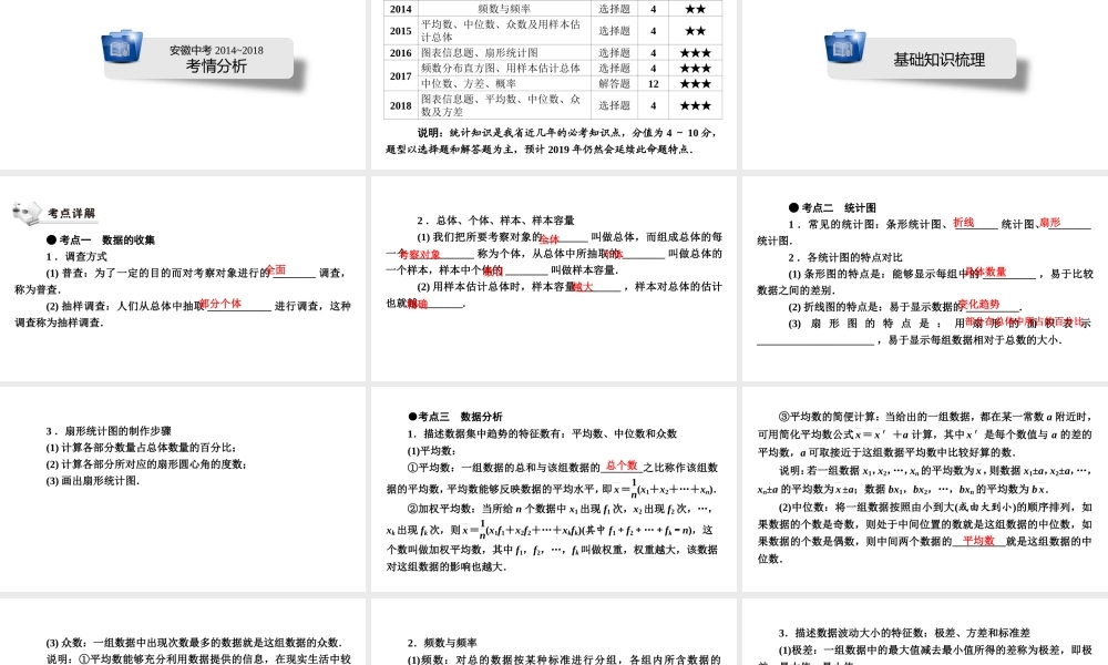 安徽省中考数学决胜一轮复习 第8章 统计与概率 第1节 统计课件-人教版初中九年级全册数学课件