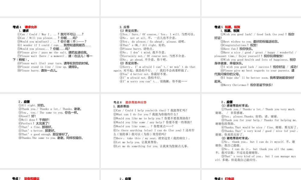 安徽省中考英语 第二部分 专题语法 高效突破 专项15 情景交际课件-人教版初中九年级全册英语课件