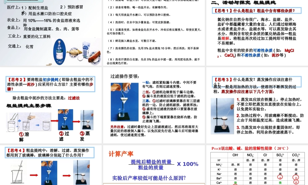 安徽省合肥市肥西县刘河乡九年级化学下册 11.1 生活中常见的盐课件1 （新版）新人教版-（新版）新人教版初中九年级下册化学课件