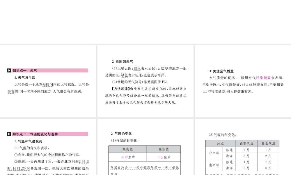 （云南专版）中考地理 第一部分 基础复习篇 七年级 第4章 天气与气候课件-人教版初中九年级全册地理课件