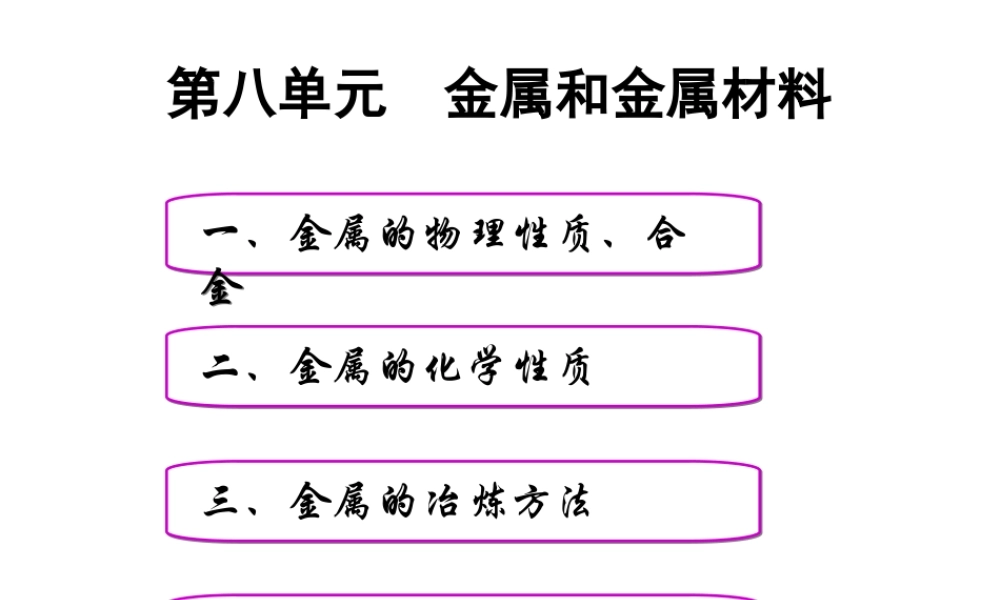 安徽省合肥市肥西县刘河乡九年级化学下册 第8单元 金属和金属材料复习课课件 （新版）新人教版-（新版）新人教版初中九年级下册化学课件