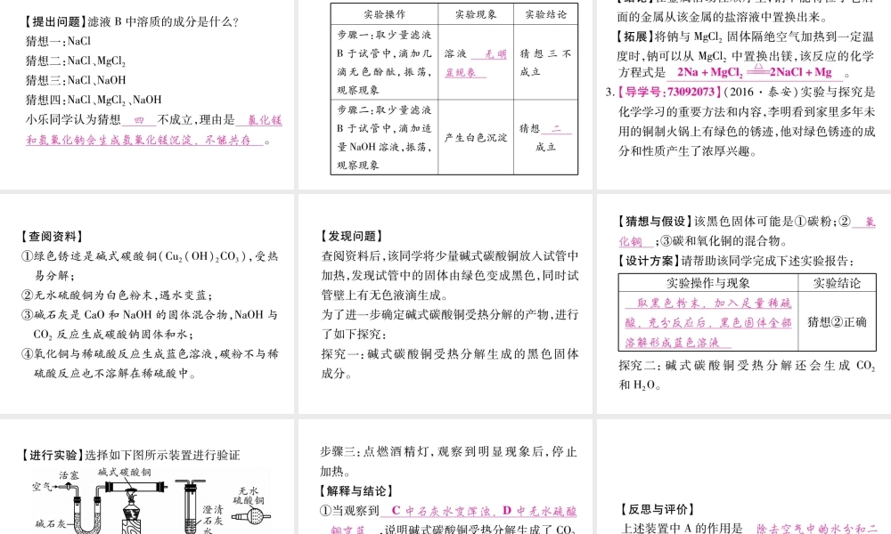 （云南专版）中考化学 第二部分 重点题型突破 专题四 实验探究题课件 新人教版-新人教版初中九年级全册化学课件