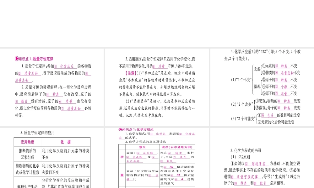 （云南专版）中考化学 第一部分 教材系统复习 第5单元 化学方程式教学讲解课件 新人教版-新人教版初中九年级全册化学课件