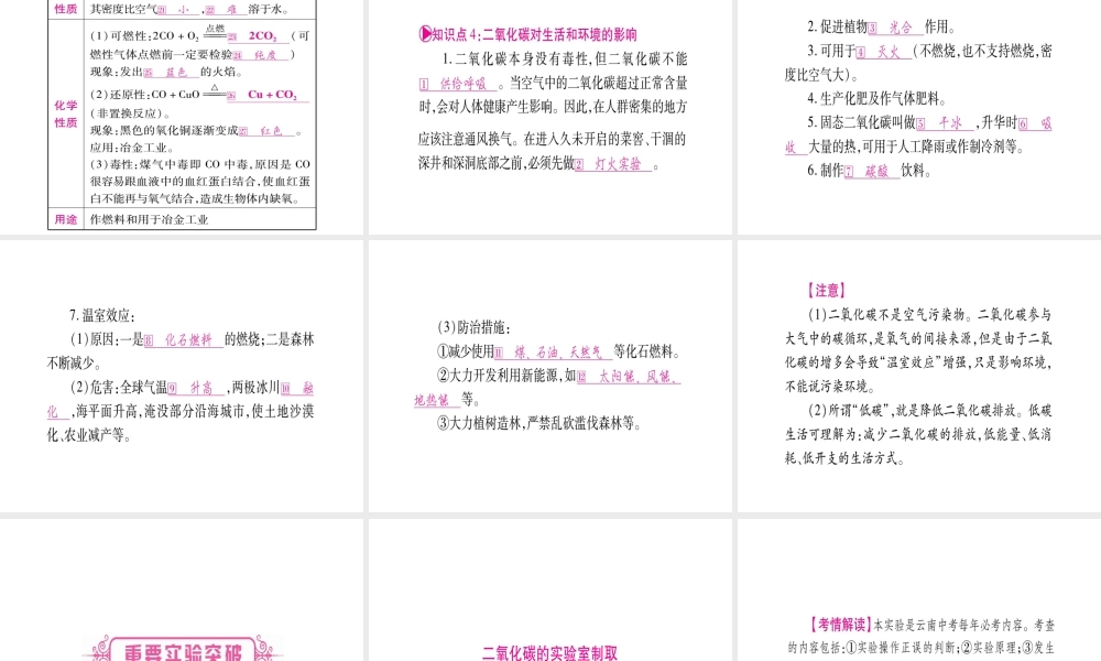 （云南专版）中考化学 第一部分 教材系统复习 第6单元 碳和碳的氧化物教学讲解课件 新人教版-新人教版初中九年级全册化学课件