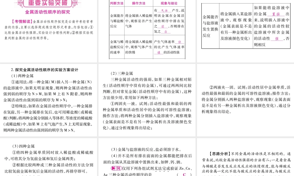 （云南专版）中考化学 第一部分 教材系统复习 第8单元 金属和金属材料教学讲解课件 新人教版-新人教版初中九年级全册化学课件