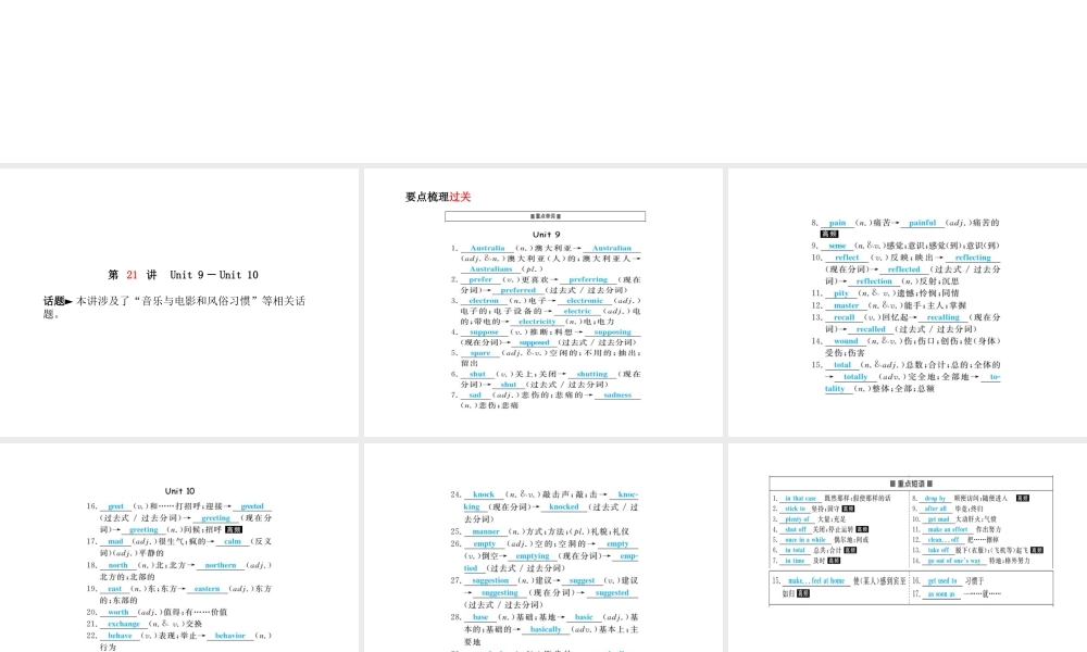 安徽省中考英语 第一部分 系统复习 成绩基石 九全 第21讲 课件-人教版初中九年级全册英语课件