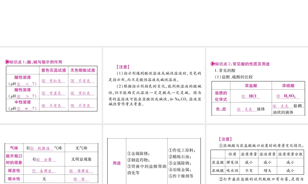 （云南专版）中考化学 第一部分 教材系统复习 第10单元 酸和碱教学讲解课件 新人教版-新人教版初中九年级全册化学课件