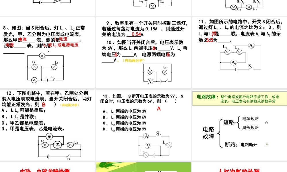 安徽省中考物理 电路故障分析复习课件-人教版初中九年级全册物理课件