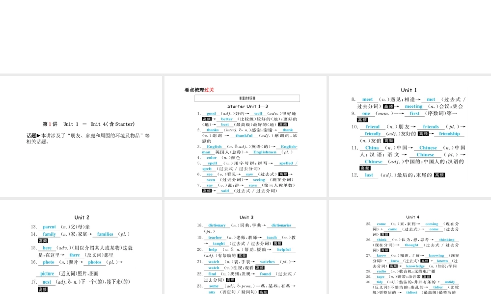 安徽省中考英语 第一部分 系统复习 成绩基石 七上 第1讲 课件-人教版初中九年级全册英语课件
