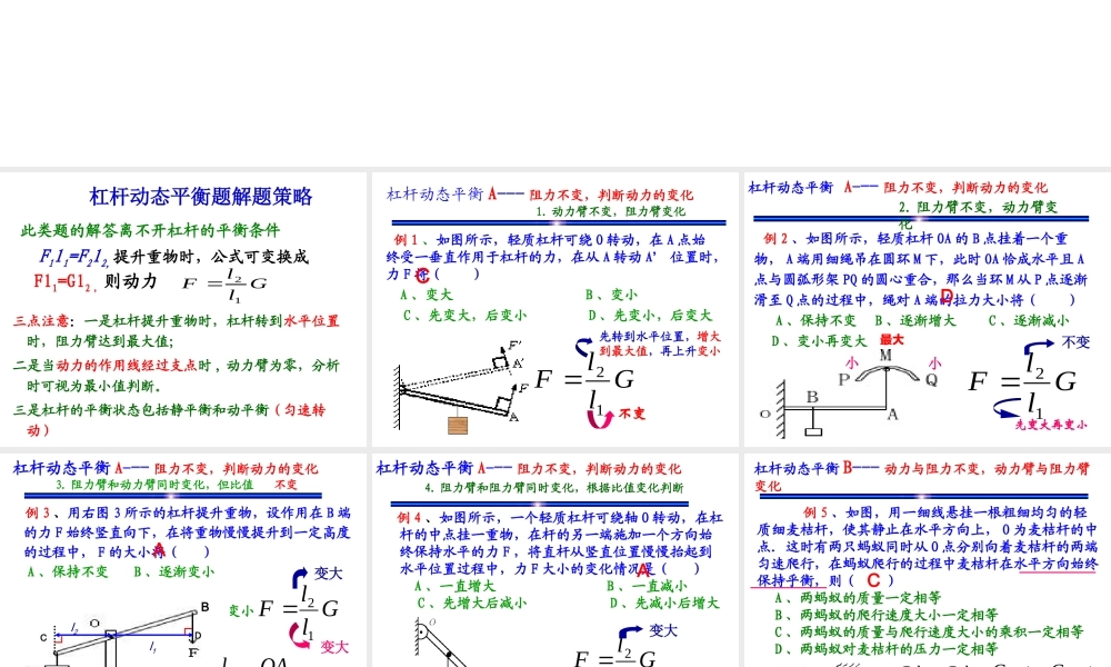 安徽省中考物理 动态杠杆复习课件-人教版初中九年级全册物理课件