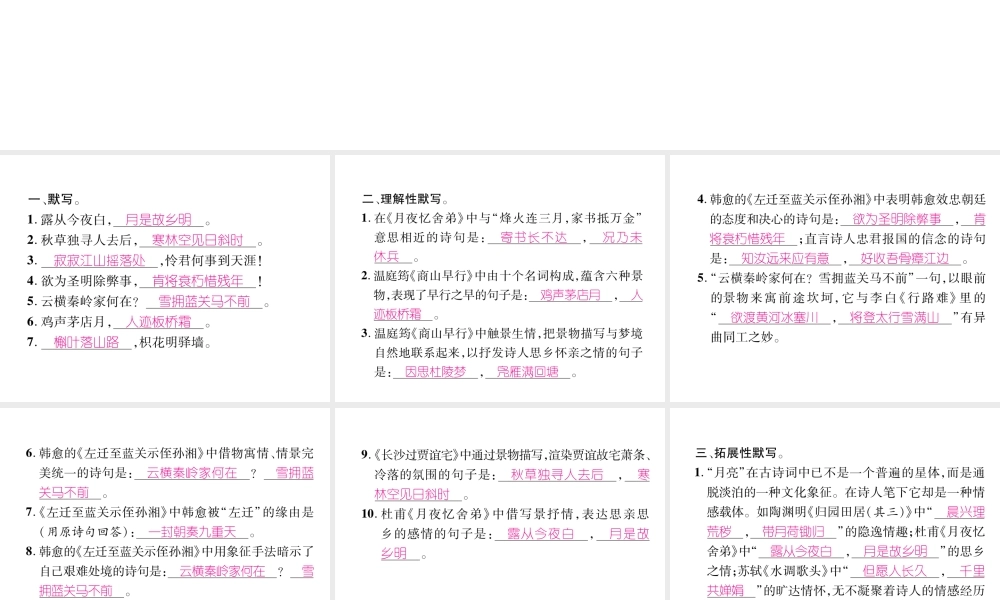 （云南专版）九年级语文上册 课外古诗词诵读一课件 新人教版-新人教版初中九年级上册语文课件