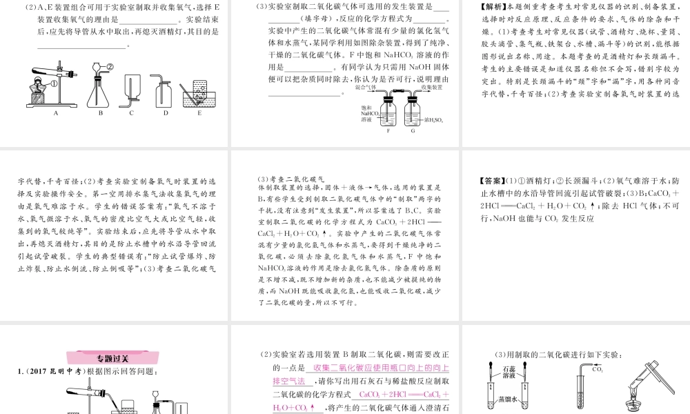 （云南专版）中考化学复习 第二编 专题2 气体的实验室制法（精讲）课件-人教版初中九年级全册化学课件