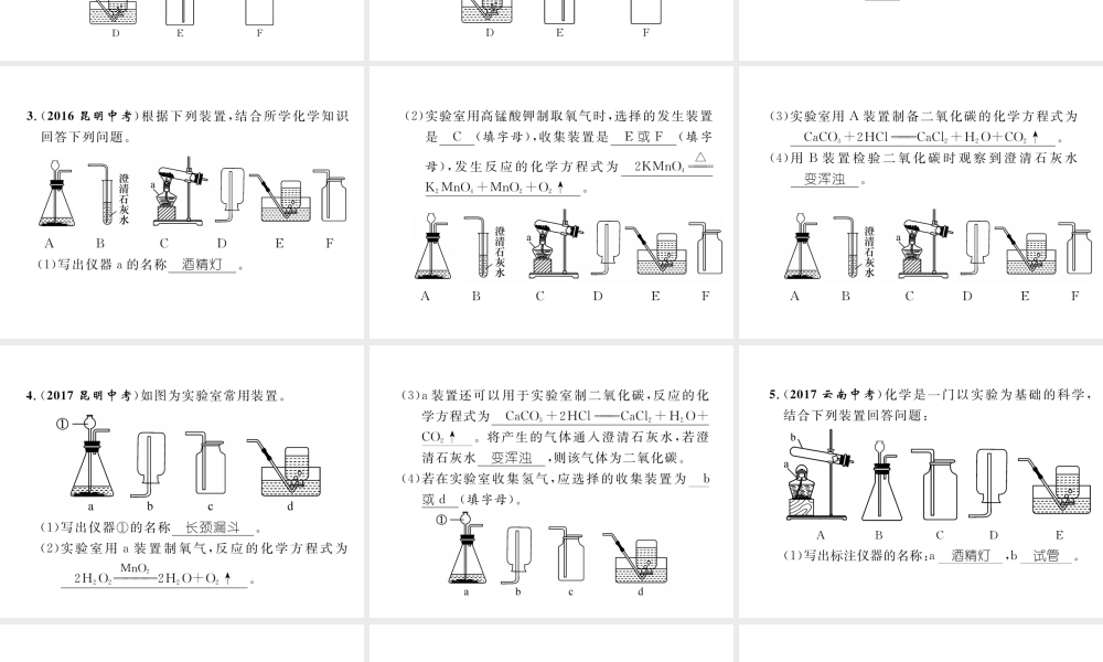 （云南专版）中考化学复习 第二编 专题2 气体的实验室制法（精练）课件-人教版初中九年级全册化学课件