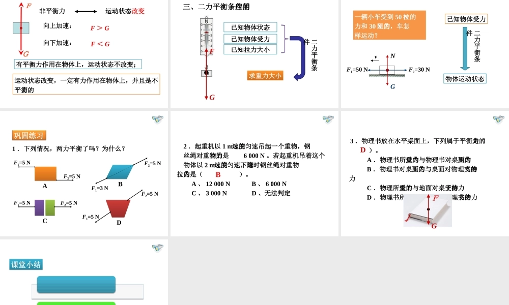 安徽省中考物理 二力平衡复习课件-人教版初中九年级全册物理课件
