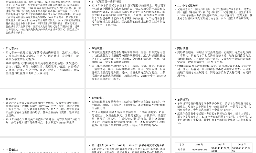 安徽省中考英语二轮复习 中考命题专家谈决胜中考课件-人教版初中九年级全册英语课件