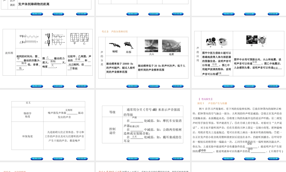 安徽省中考物理 教材复习 第1讲 声现象课件-人教版初中九年级全册物理课件
