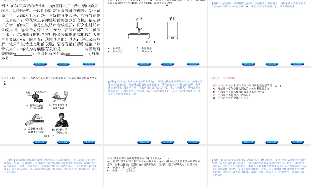 安徽省中考物理 教材复习 第1讲 声现象课件-人教版初中九年级全册物理课件