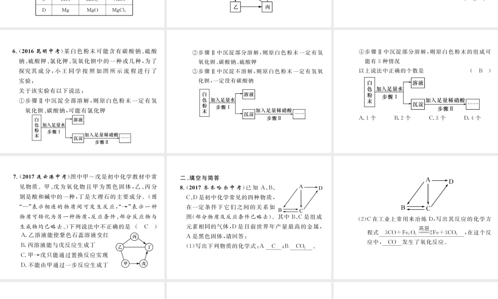 （云南专版）中考化学复习 第二编 专题6 推断题（精练）课件-人教版初中九年级全册化学课件