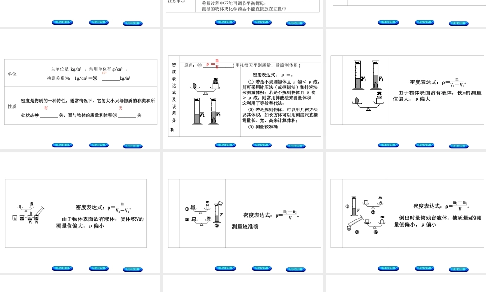安徽省中考物理 教材复习 第4讲 质量和密度课件-人教版初中九年级全册物理课件