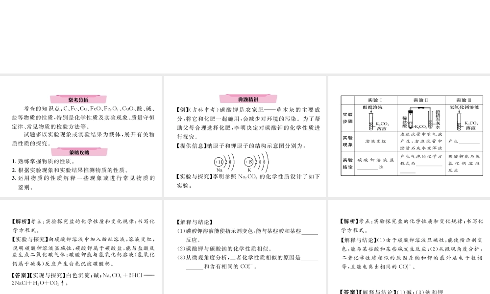 （云南专版）中考化学复习 第二编 专题7 综合探究 四 有关物质性质的探究（精讲）课件-人教版初中九年级全册化学课件