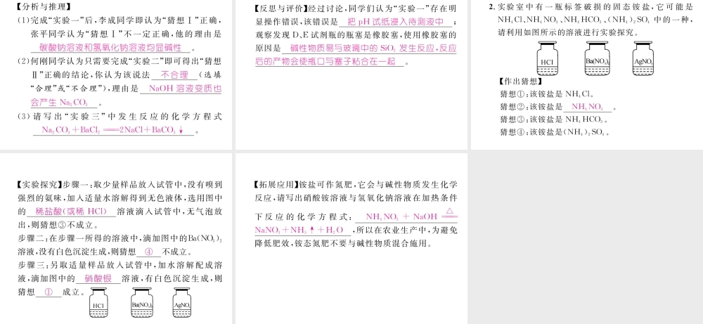 （云南专版）中考化学复习 第二编 专题7 综合探究 一 物质成分问题探究（二）药品标签腐蚀问题探究（精讲）课件-人教版初中九年级全册化学课件