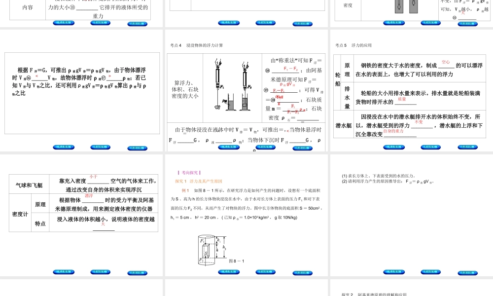 安徽省中考物理 教材复习 第8讲 浮力课件-人教版初中九年级全册物理课件
