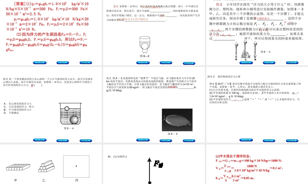 安徽省中考物理 教材复习 第8讲 浮力课件-人教版初中九年级全册物理课件