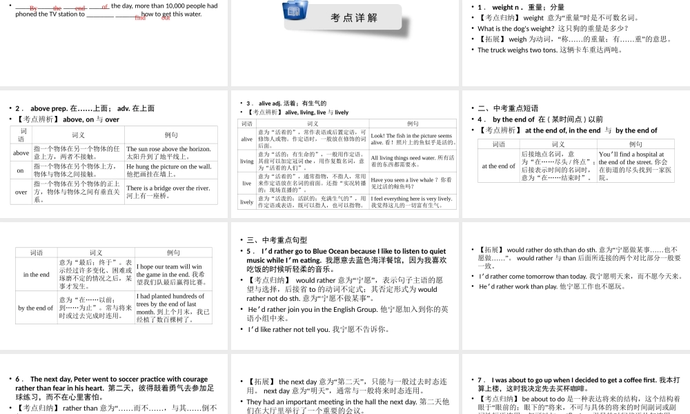安徽省中考英语一轮复习 第1部分 考点探究 九全 第16课时 Units 11-12课件-人教版初中九年级全册英语课件
